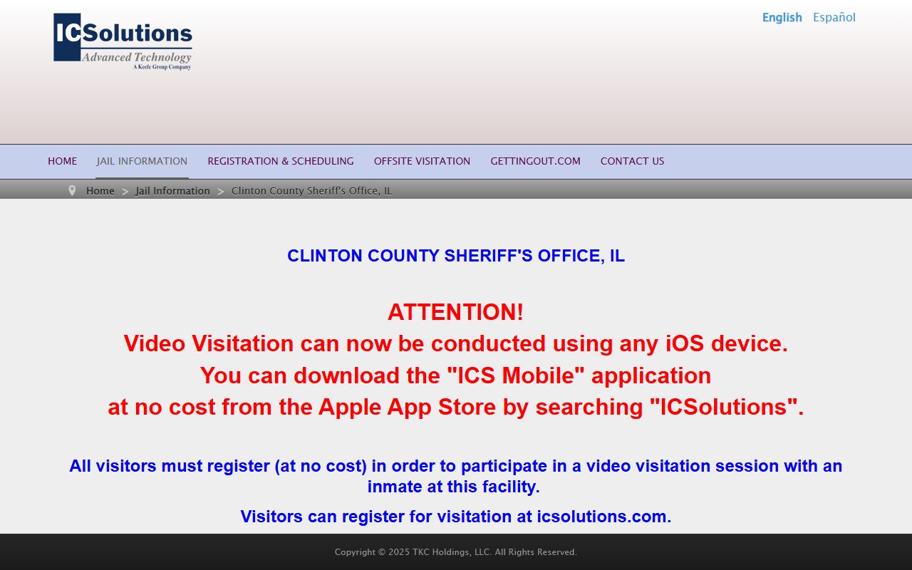 Clinton County Jail inmate video visitation through ICSolutions